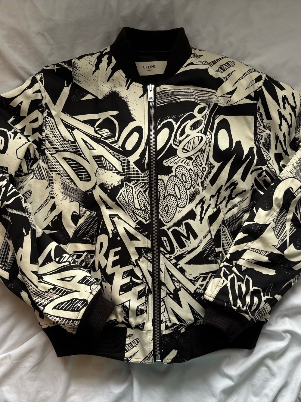 Celine Christian Marclay Collaboration Graphic Print Bomber Jacket